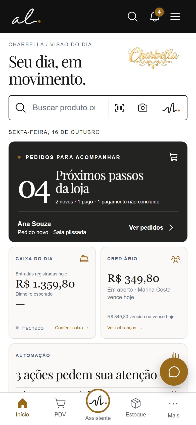 Home · dados fictícios da Charbella